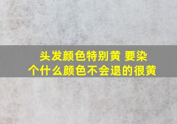 头发颜色特别黄 要染个什么颜色不会退的很黄